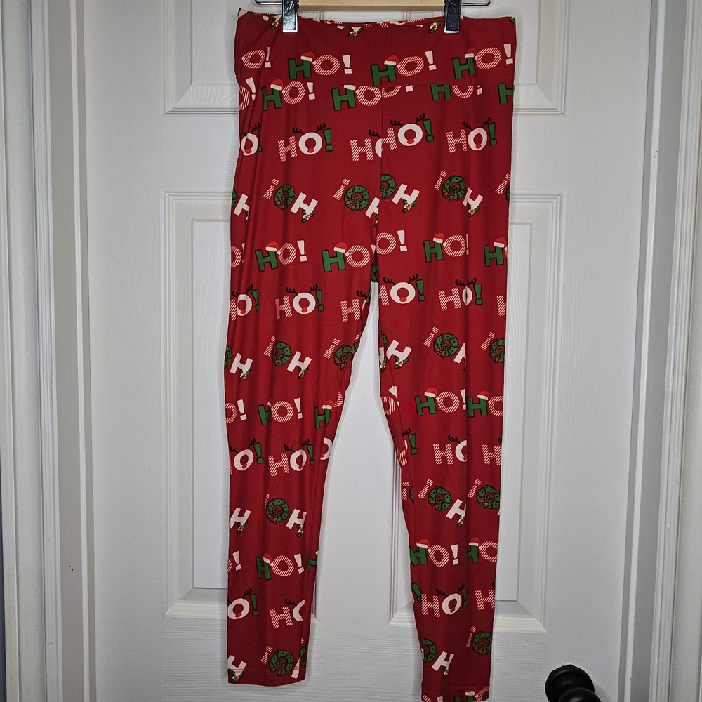 Bluenotes Christmas Red Ho Ho Ho Leggings Holiday Sleep Pants Size XL
